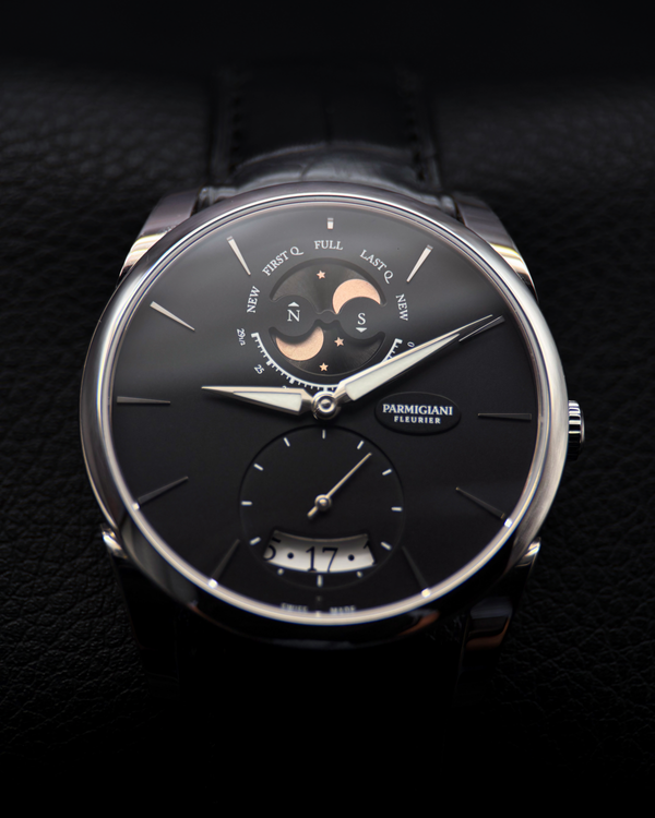 Parmigiani Fleurier Tonda 1950 Lune 39.1MM Black Dial Leather Strap (PFC284-0001400-XA1442)