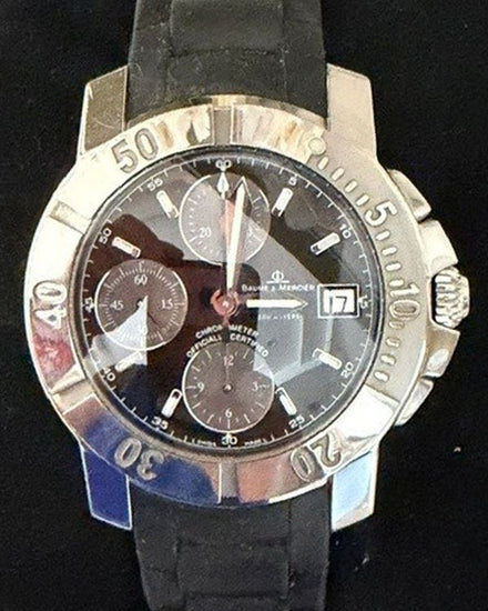 2003 Baume & Mercier Capeland S Chronograph 42MM Black Dial Rubber Strap (MOA08111)