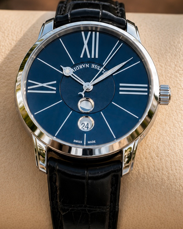 Ulysse Nardin Classico Luna 40MM Black Dial Leather Strap (8293-122)