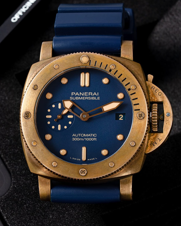2021 Panerai Submersible 42mm Blue Dial Bronze Rubber Strap IFW (PAM01074)