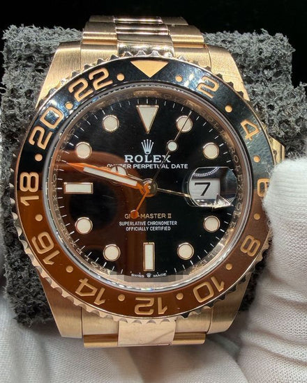 2021 Rolex GMT-Master II "Rootbeer" 40MM Black Dial Rose Gold Oyster Bracelet (126715CHNR)