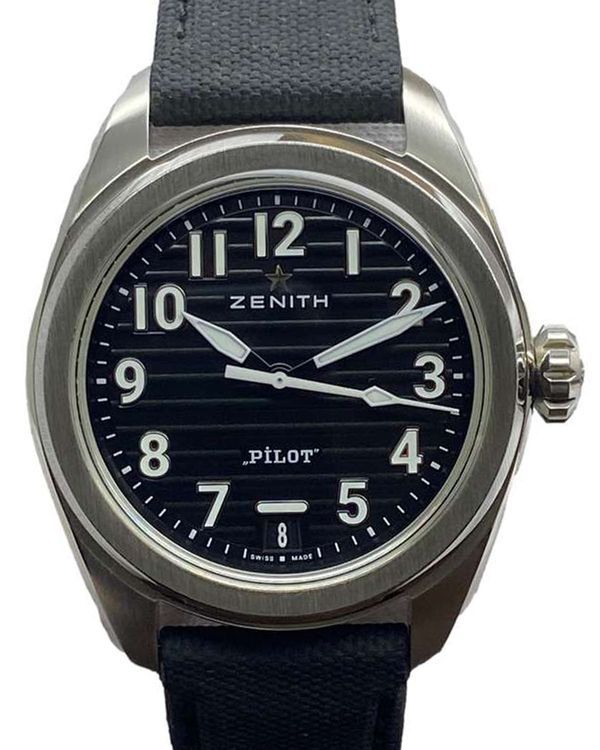 2024 Zenith Pilot 40MM Black Dial Textile Strap (03.4000.3620/21.I001)