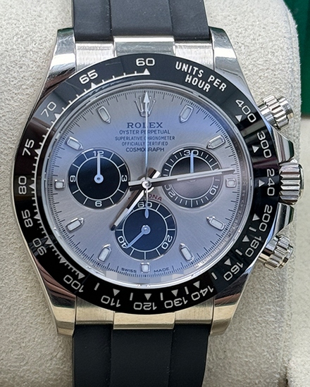 2020 Rolex Cosmograph Daytona 40MM Silver Dial Rubber Strap (116519LN)