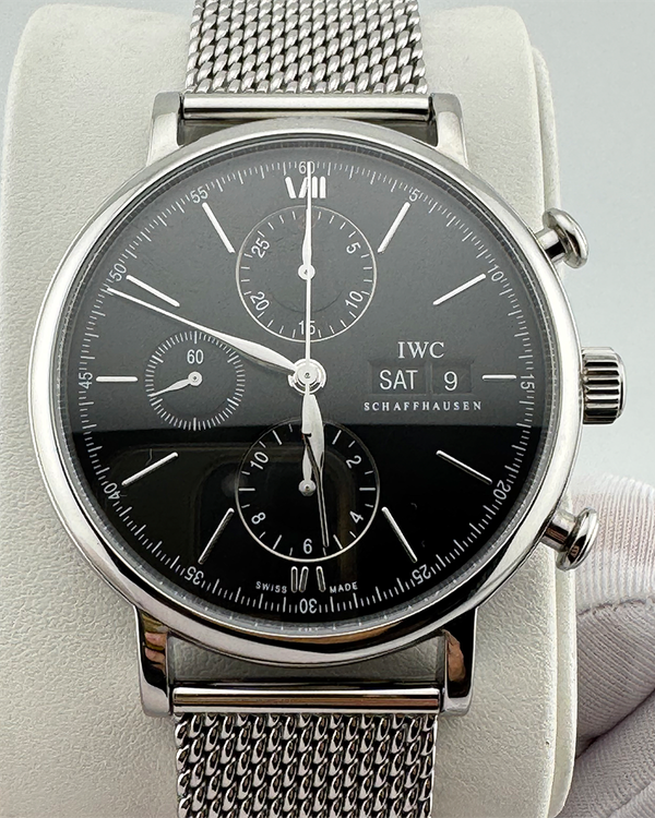 2018 IWC Schaffhausen Portofino Chronograph 42MM Black Dial Steel Bracelet (IW391010)