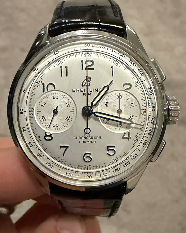 Breitling Premier B09 Chronograph 40MM Silver Dial Leather Strap (AB0930371G1P1)