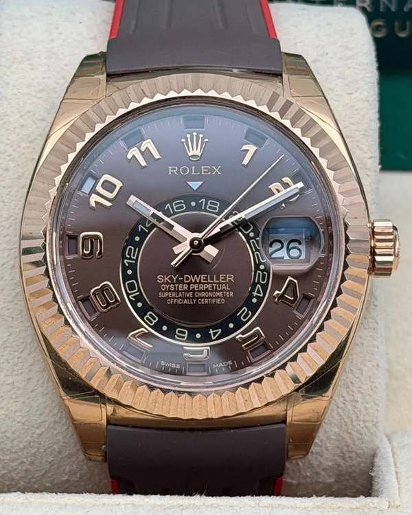 2021 Rolex Sky-Dweller 42MM Dark Rhodium Dial Leather Strap (326135)