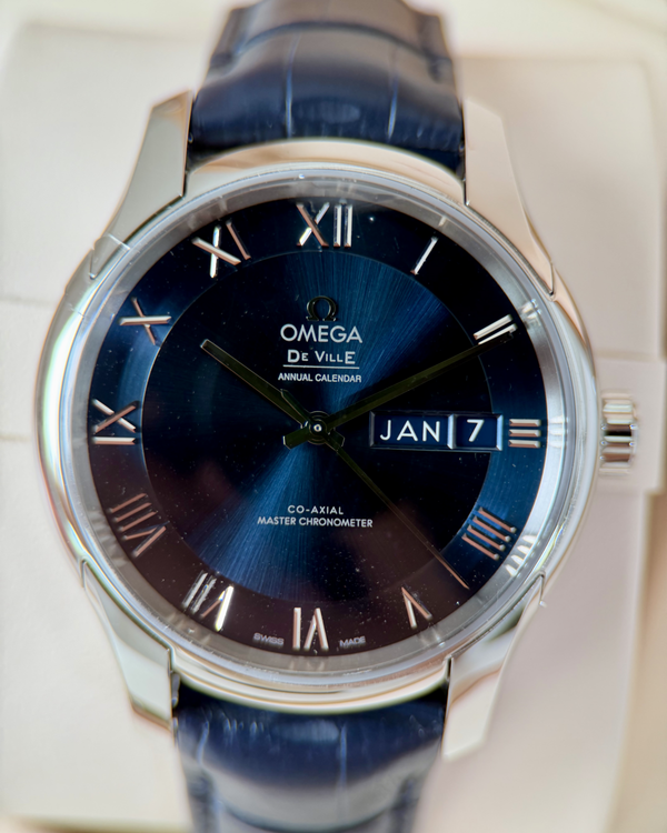 2022 Omega De Ville Hour Vision 41MM Blue Dial Leather Strap (433.13.41.22.03.001)