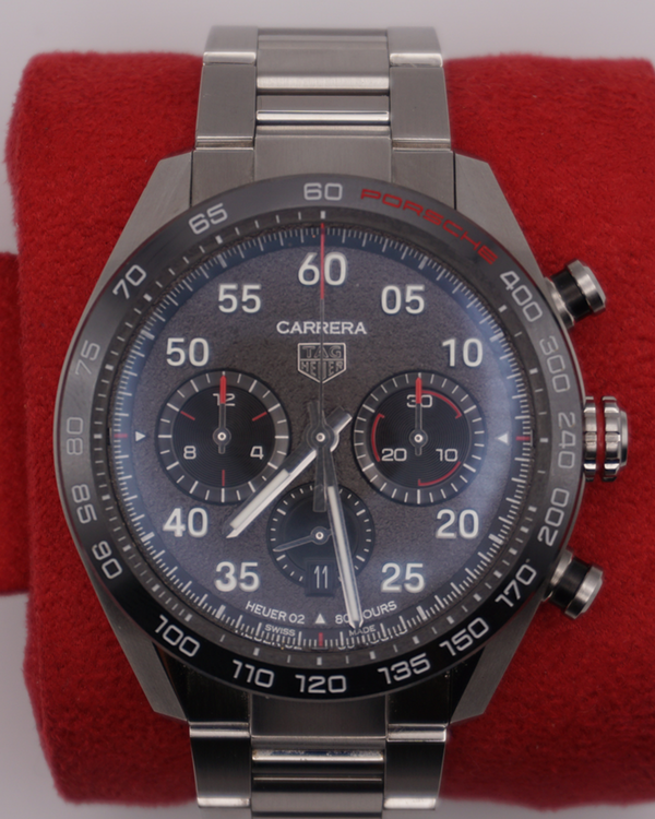 2022 Tag Heuer Carrera Chronograph x Porsche 44MM Grey Dial Steel Bracelet (CBN2A1F.BA0643)