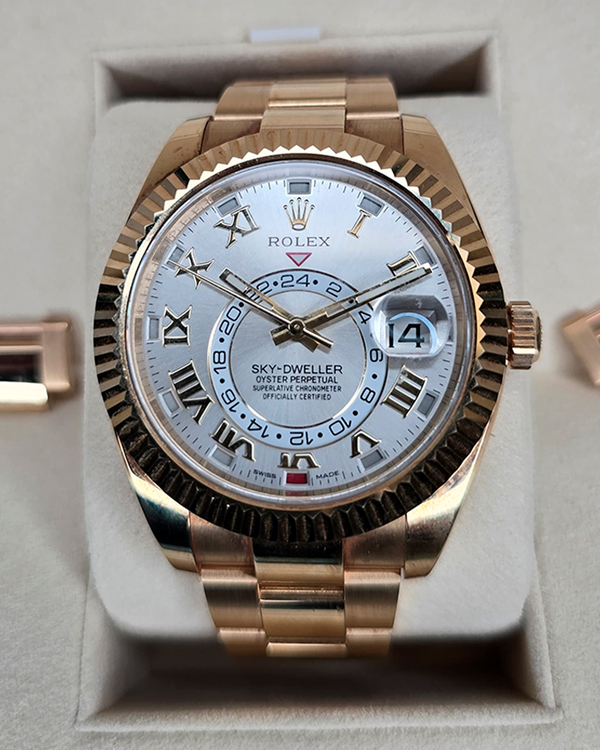 2018 Rolex Sky-Dweller 42MM Silver Dial Yellow Gold Oyster Bracelet (326938)