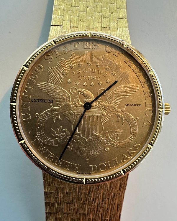 Corum Coin Watch Twenty Dollars Coin 35MM Quartz Yellow Gold Dial Yellow Gold Bracelet (364614)