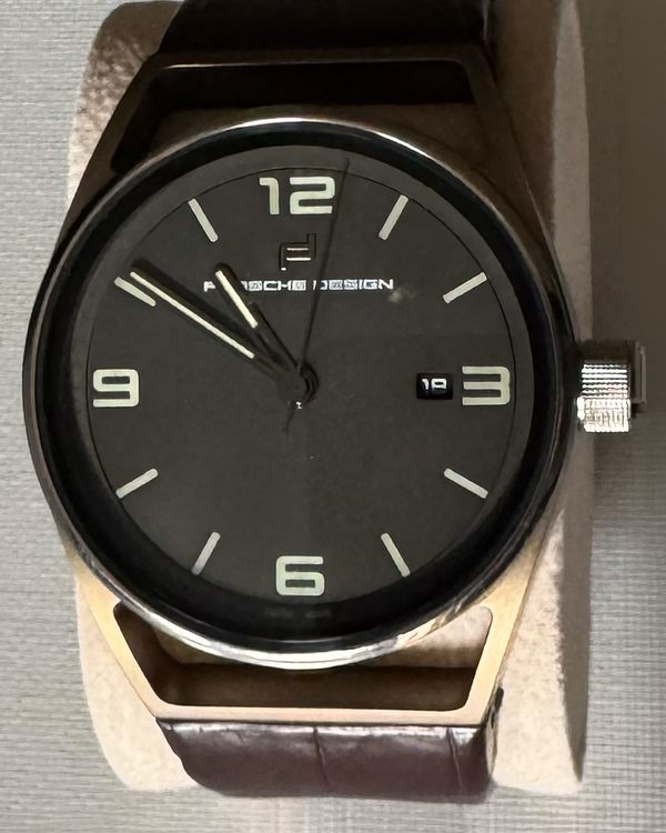 No Reserve - Porsche Design 1919 Datetimer 42MM Grey Dial Leather Strap (6020.3.03.004.07.2)