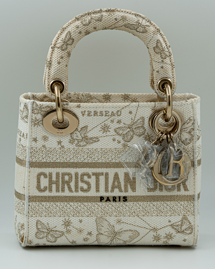 Dior La D De Dior Lady D-Lite Minibag 17 x 14 x 7CM Gold-Tone Hardware Canvas Strap (Lady D-Lite)