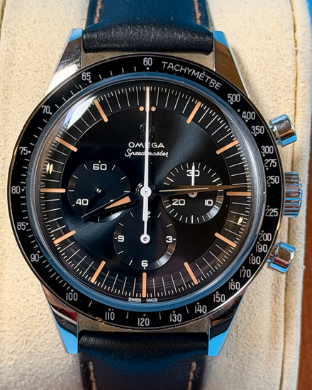 2024 Omega Speedmaster "First Omega in Space" 39.7MM Blue/Grey Dial Leather Strap (310.32.40.50.06.001)