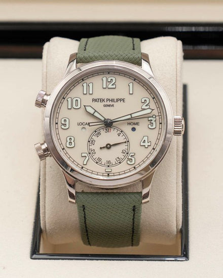 2025 Patek Philippe Calatrava Pilot Travel Time 42MM Ivory Dial Textile Strap (5524G)