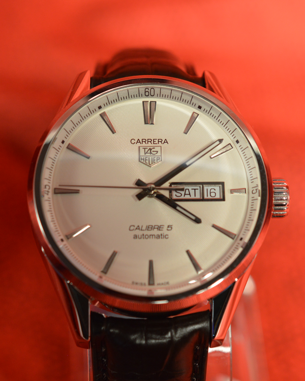 2021 Tag Heuer Carrera Calibre 5 41MM Silver Dial Leather Strap (WAR201B.FC6291)