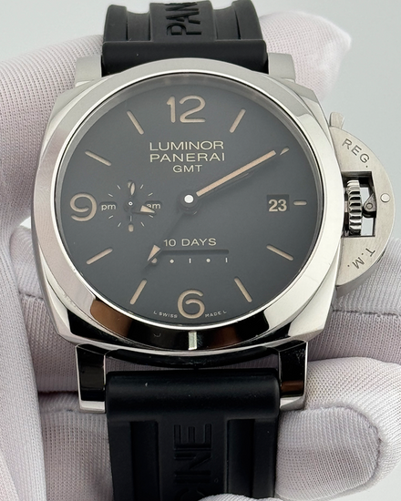 2019 Panerai Luminor 1950 10 Days GMT 44MM Black Dial Rubber Strap (PAM00533)