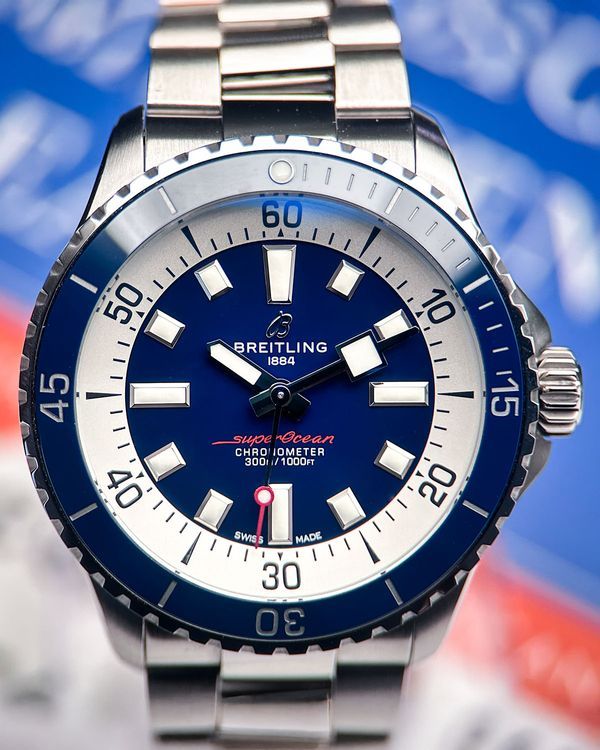 No Reserve - 2023 Breitling Superocean 42MM Blue Dial Steel Bracelet (A17375E71C1A1)