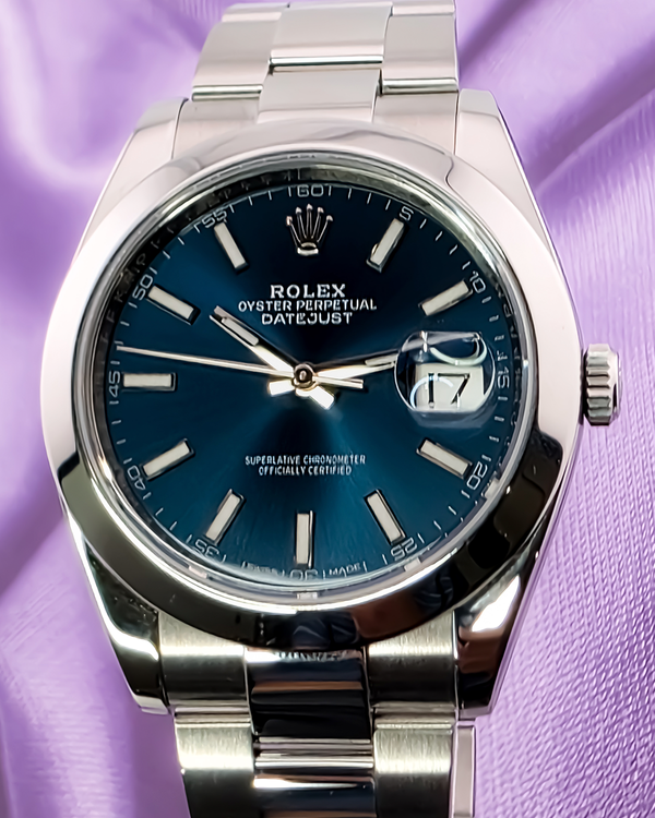 2018 Rolex Datejust 41mm Blue Dial Steel Oyster Bracelet (126300-0001)