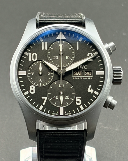 2025 IWC Schaffhausen Pilot "Top Gun Ceratanium" Chronograph 41MM Black Dial Textile Strap (IW388106)
