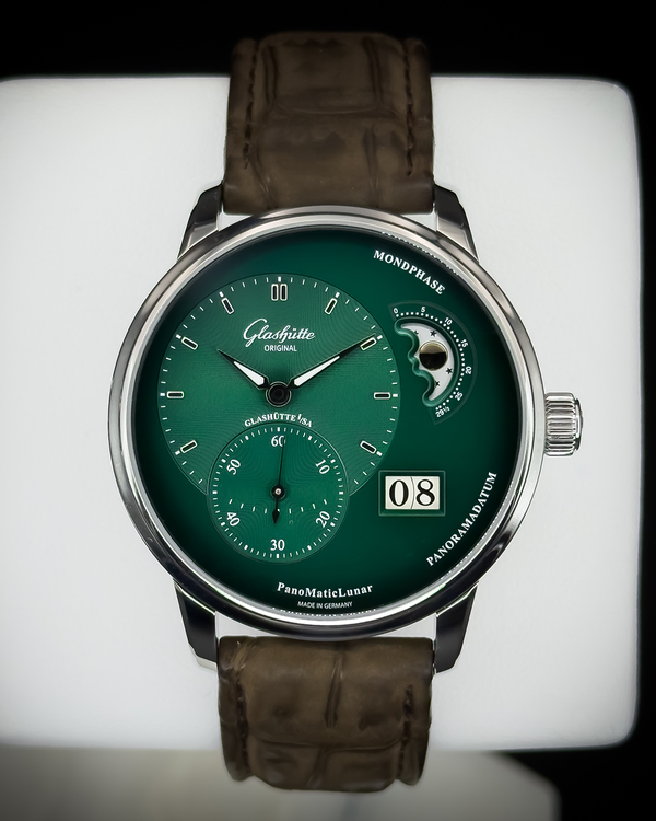2026 Glashütte Original PanoMaticLunar 40mm Green Dial Leather Strap IFW (1-90-02-13-32-62)