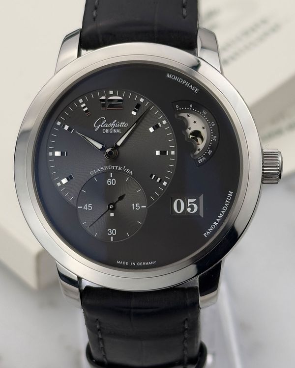 Glashütte Original PanoMaticLunar XL 42MM Grey Dial Leather Strap (1-90-02-36-12-05)