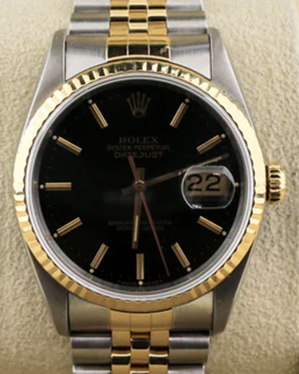 1992 Rolex Datejust Vintage 36MM Black Dial Two-Tone Jubilee Bracelet (16233)