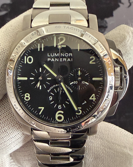 2001 Panerai Luminor Chrono 40MM Black Dial Titanium Bracelet (PAM00072)
