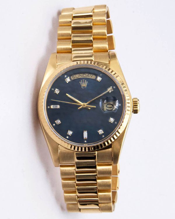 Rolex Day-Date 36MM Blue Dial Yellow Gold President Bracelet (18038)