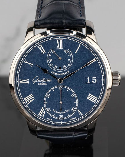 2026 Glashütte Original Senator Chronometer 42MM Blue Dial Leather Strap (1-58-01-05-34-30)