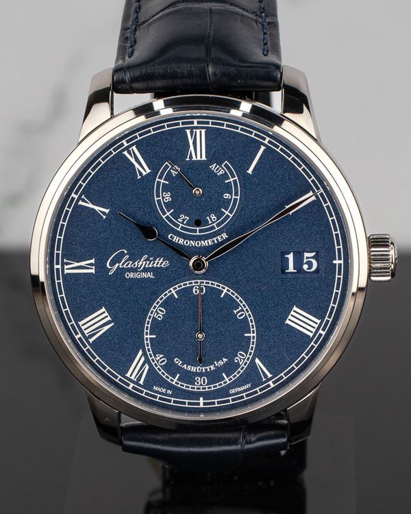2026 Glashütte Original Senator Chronometer 42MM Blue Dial Leather Strap (1-58-01-05-34-30)