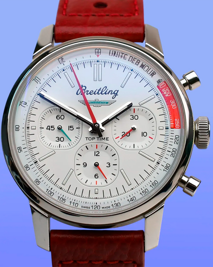 Breitling Top Time B01 "Ford Thunderbird" 41MM White Dial Leather Strap (AB0176)