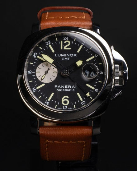 2008 Panerai Luminor GMT 44MM Black Dial Leather Strap (PAM00088)