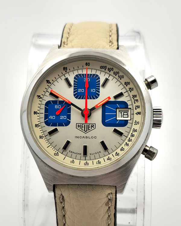 Tag Heuer 2000 Chornograph 38MM Silver Dial Aftermarket Leather Strap (1611)