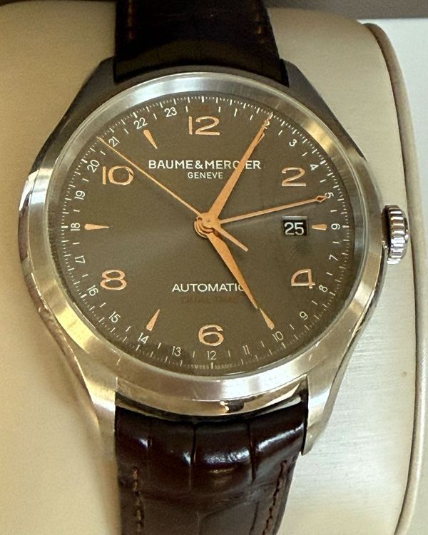 2015 Baume & Mercier Clifton 43MM Grey Dial Leather Strap (M0A10111)