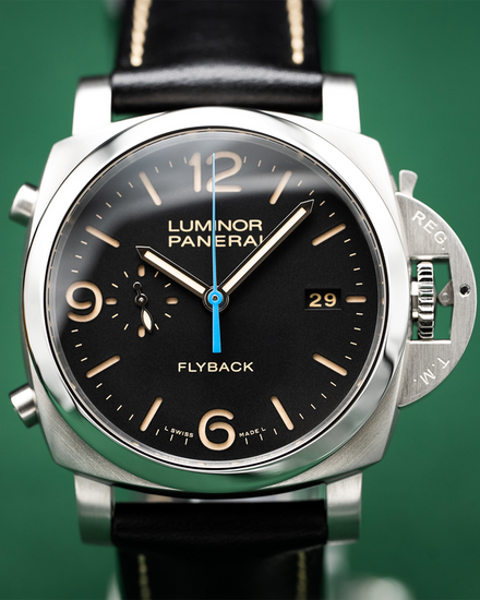 2016 Panerai Luminor 1950 3 Days Chrono Flyback 44MM Black Dial Leather Strap (PAM00524)