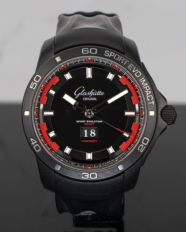 2017 Glashütte Original Sport Evolution Impact 46MM Black Dial Rubber Strap (1-39-47-16-16-04)