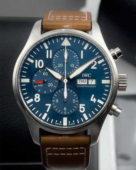 2020 IWC Schaffhausen Pilot Chronograph "Le Petit Prince" 43MM Blue Dial Leather Strap (IW377714)