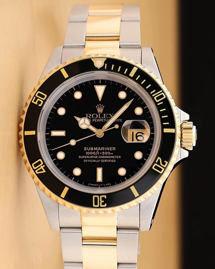 1990 Rolex Submariner Date 40MM Black Dial Two-Tone Oyster Bracelet (16613LN)