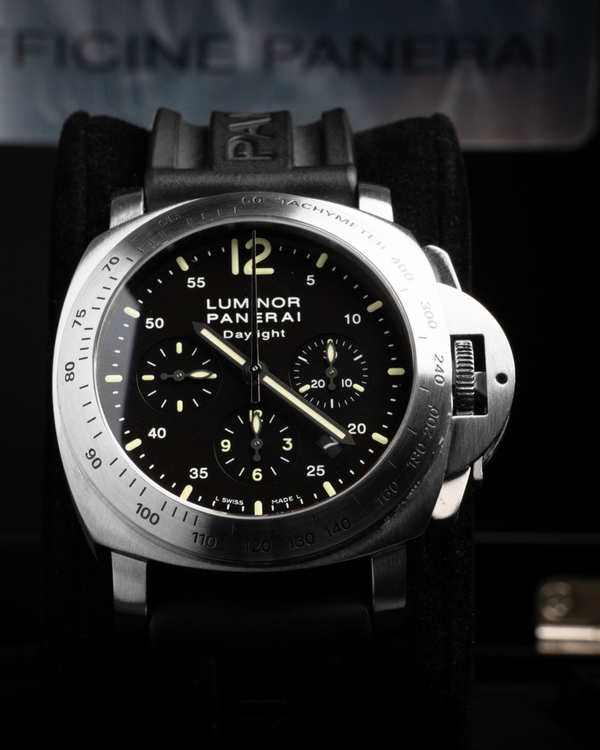 No Reserve - 2007 Panerai Luminor Chrono Daylight 44MM Black Dial Rubber Strap (PAM00250)