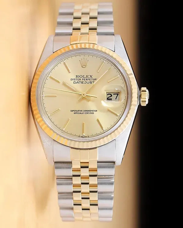 Rolex Datejust 36mm Champagne Stick Dial Yellow Gold/Steel Jubilee Bracelet (16013)