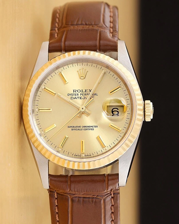 Rolex Datejust 36mm Champagne Stick Dial Yellow Gold/Steel Jubilee Bracelet (16013)