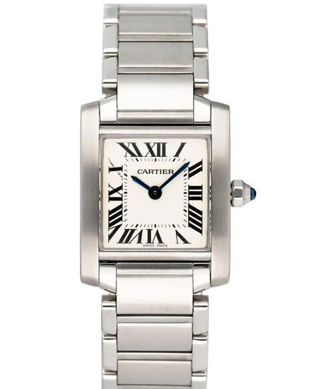 Cartier Tank Française 20MM Quartz White Dial Steel Bracelet (W51008Q3)