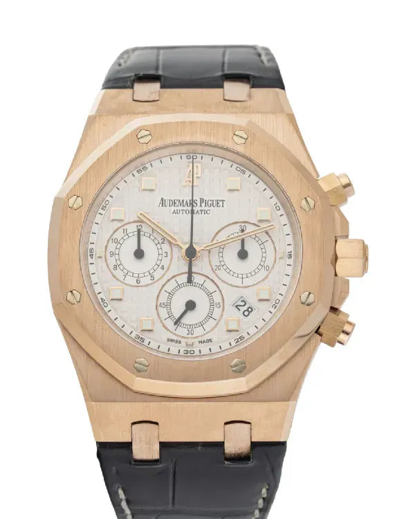 Audemars Piguet Royal Oak Chronograph 39MM White Dial Leather Strap (26022OR.OO.D088CR.01)