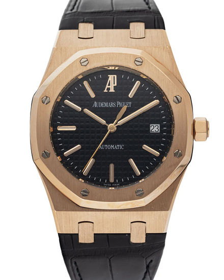 Audemars Piguet Royal Oak 39MM Black Dial Leather Strap (15300OR)