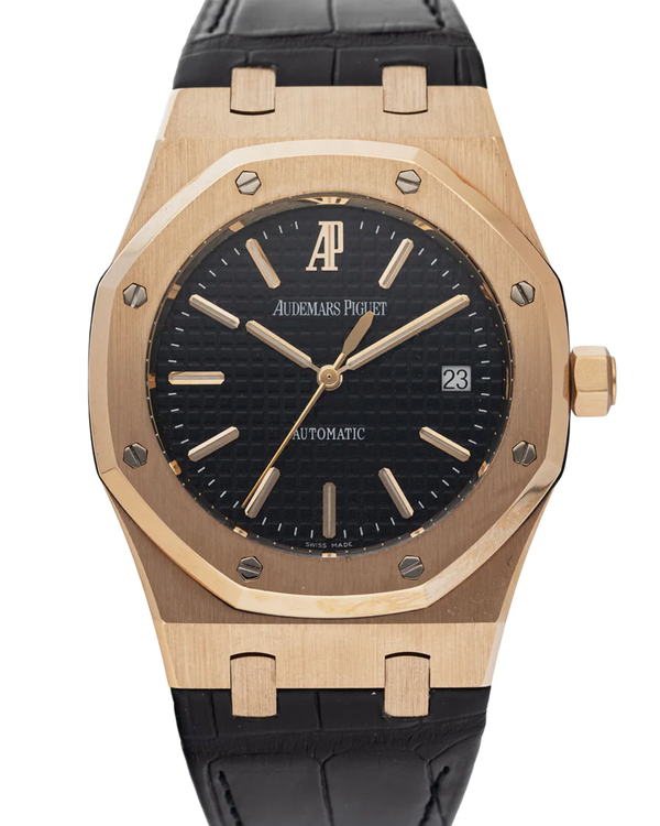 Audemars Piguet Royal Oak 39MM Black Dial Leather Strap (15300OR)