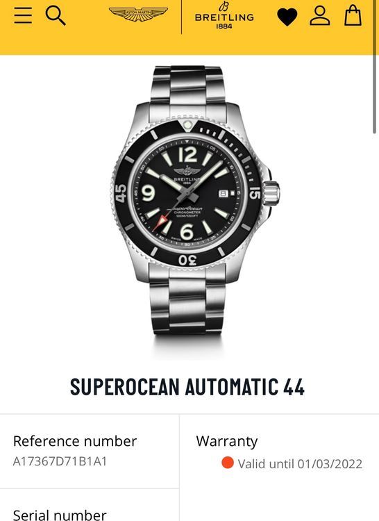 No Reserve - Breitling Superocean 44MM Black Dial Rubber Strap (A17367)