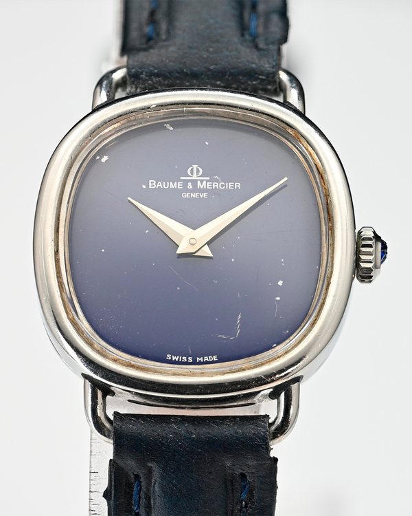 No Reserve - Baume & Mercier Baume 25MM Quartz Blue Dial Aftermarket Leather Strap (1801)
