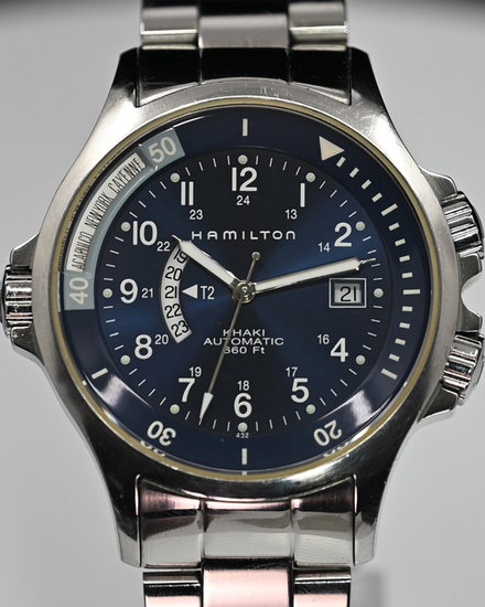 No Reserve - Hamilton Khaki Navy GMT 42MM Blue Dial Steel Bracelet (H776551)