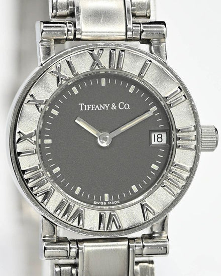 No Reserve - Tiffany & Co. Atlas 24.5MM Quartz Grey Dial Steel Bracelet (Z1301)