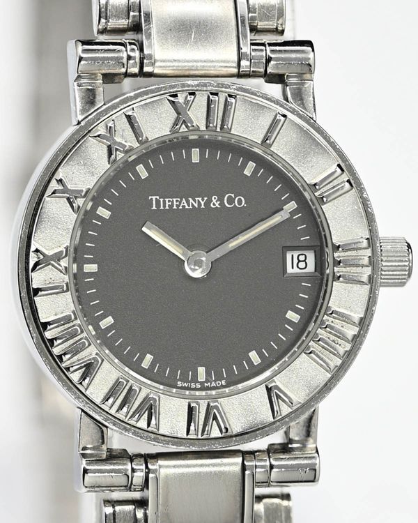 No Reserve - Tiffany & Co. Atlas 24.5MM Quartz Grey Dial Steel Bracelet (Z1301)